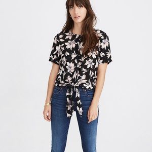Madewell Silk Button-Back Tie Tee in Winter Orchid